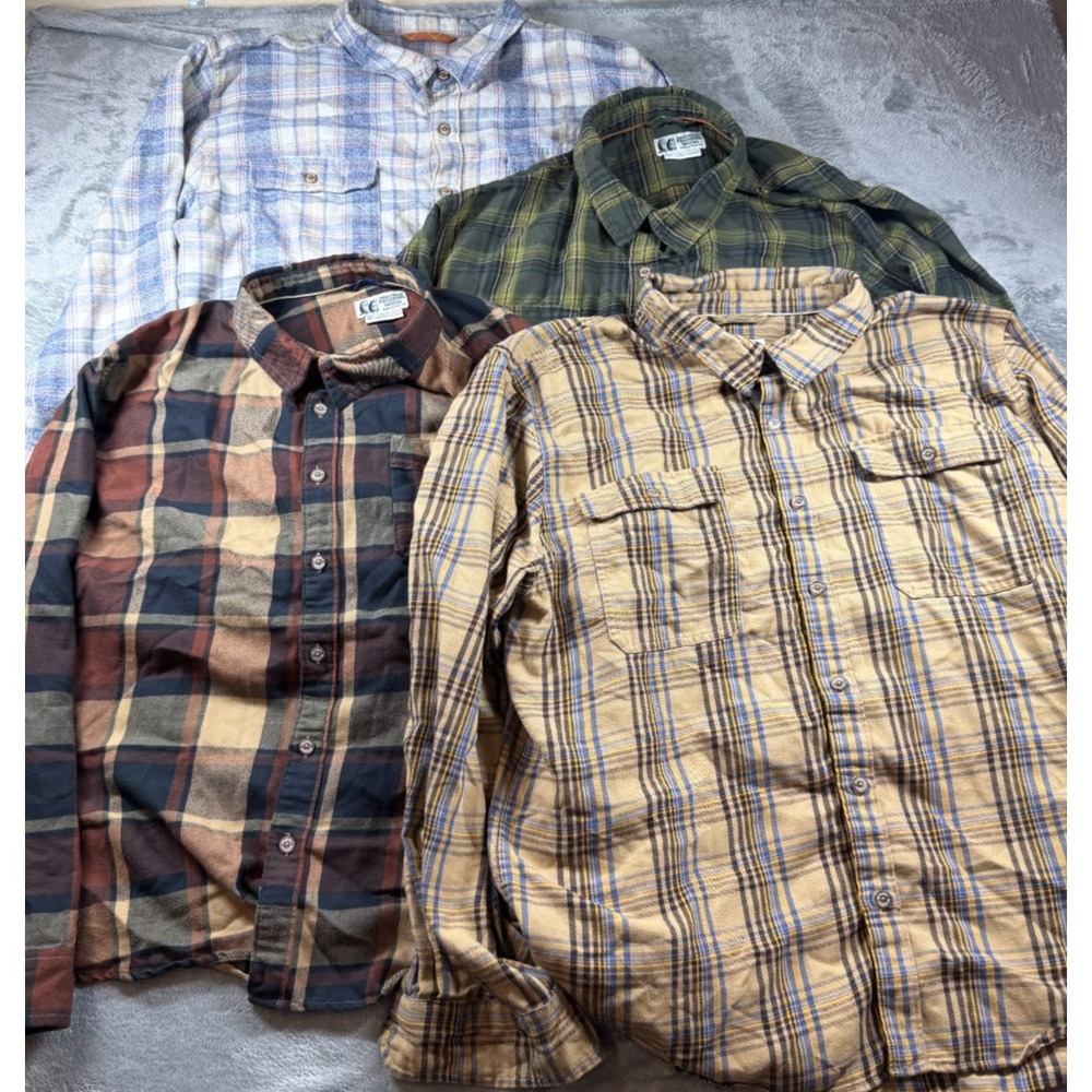 Lot of 4 Marmot Mountain Works Flannel Shirts Men's XXL Plaid Button Front